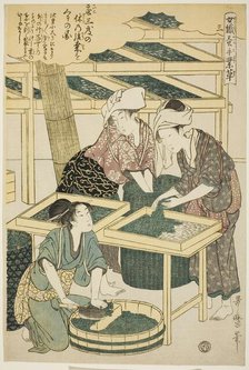 No. 3 (san), from the series "Women Engaged in the Sericulture Industry (Joshoku..., c. 1798/1800. Creator: Kitagawa Utamaro.