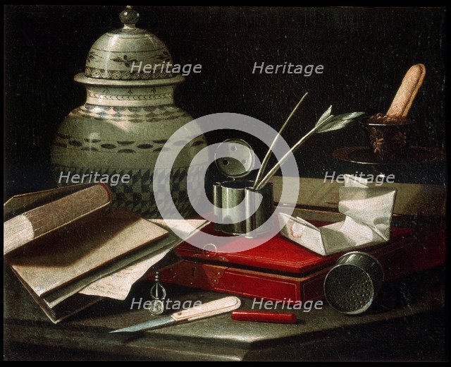'Still Life with Writing Implements', late 17th or early 18th century. Artist: Cristoforo Monari