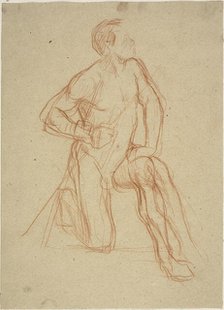 Male Figure Kneeling, c. 1874. Creator: Jules Elie Delaunay.
