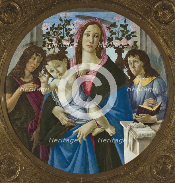 Madonna and Child with Saint John the Baptist and an angel.