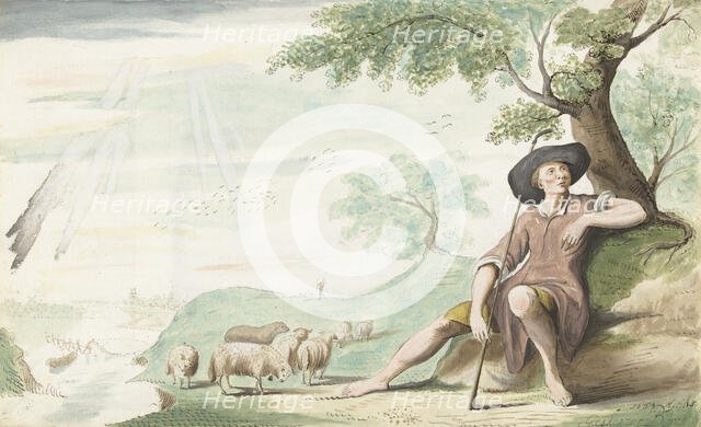 Shepherd resting under a tree near his herd, 1654. Creator: Gesina ter Borch.