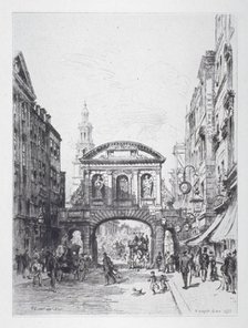 View of the east side of Temple Bar, London, 1877. Artist: Alfred-Louis Brunet-Debaines