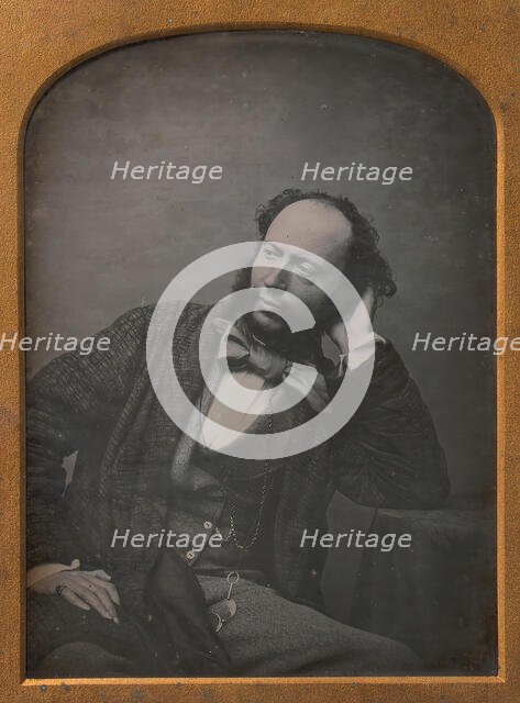 Seated Middle-aged Man in Bow Tie and Jacket, 1850s. Creator: John Watkins.