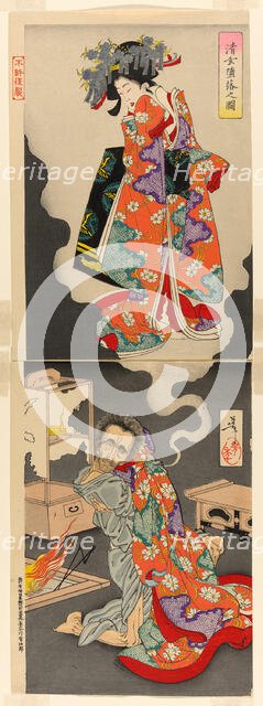 Seigen Languishing for His Love, Princess Sakura (Seigen daraku no zu), c. 1889. Creator: Tsukioka Yoshitoshi.