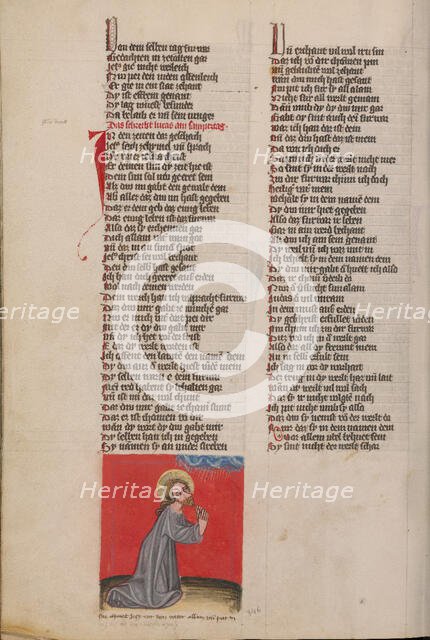 Christ Praying in the Desert; Weltchronik, about 1400-1410. Creator: Unknown.