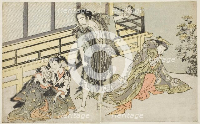 The Actors Nakamura Noshio I as Nyosan no Miya (right), Ichikawa Danjuro V as the Renega..., c. 1772 Creator: Shunsho.