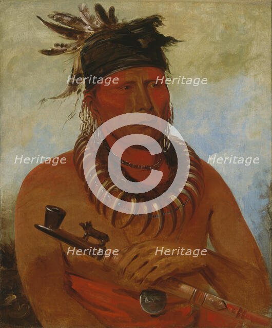 Háw-che-ke-súg-ga, He Who Kills the Osages, Chief of the Tribe, 1832. Creator: George Catlin.
