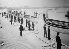 Drill, Holland America Line - life boats ready to launch, between c1910 and c1915. Creator: Bain News Service.