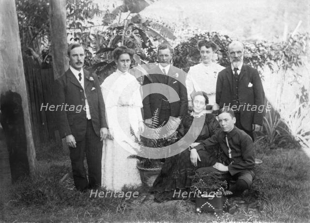 Portrait photograph of William Manderville Ellis L'Éstrange (left) and other family members, 1910. Creator: Robert Augustus Henry L'Estrange.