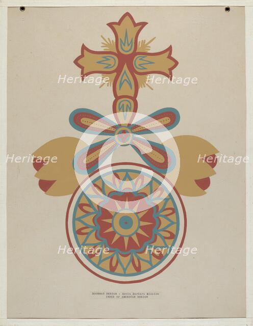 Santa Barbara Mission Doorway Design from the portfolio "Decorative Art...", 1935/1942. Creator: Unknown.