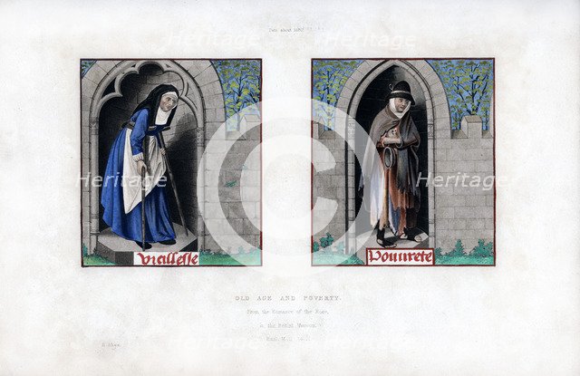 Old Age and Poverty, c1480, (1843).Artist: Henry Shaw
