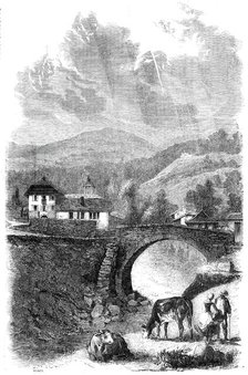 The Village and Bridge of Sallenches, Savoy, 1860. Creator: Jean Adolphe Beauce.