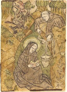 Saint Benedict and the Monk Romanus, c. 1440/1450. Creator: Master of St. Wolfgang.