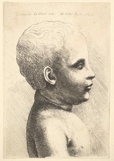 Head and shoulder of a child, in profile to right, 1645. Creator: Wenceslaus Hollar.