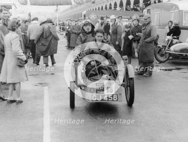 Sammy Davis with 1897 Leon Bollee tricar 'Beelzebub', London to Brighton Run. Artist: Unknown