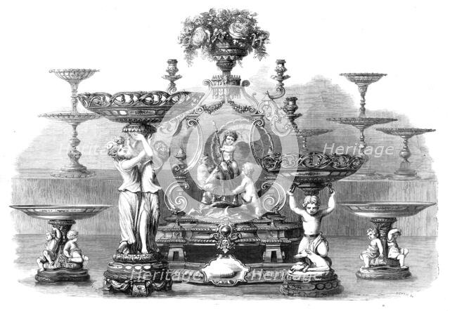 Magnificent service of silver plate and dessert service recently presented to Sir Samuel..., 1860. Creator: Smyth.