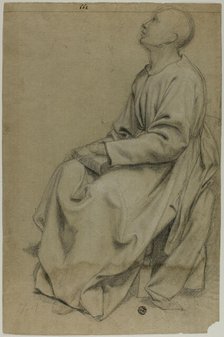 Seated Monk Holding Book, n.d. Creator: Domenico Fiasella.