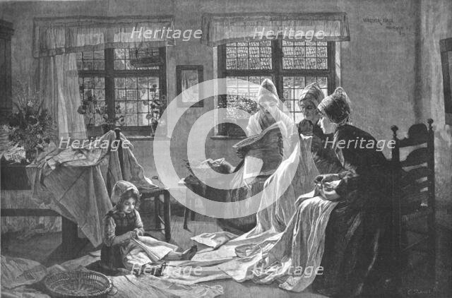 ''" Needlework"; Poor and content is rich, and rich enough...', , 1890. Creator: Unknown.