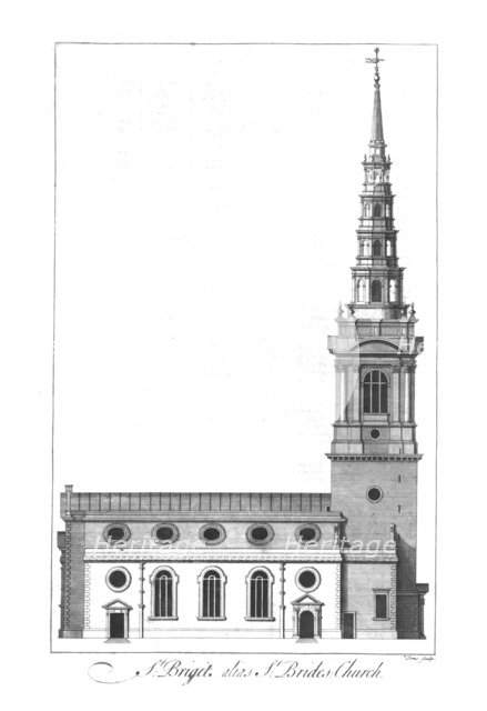 'St. Briget alias St. Brides Church.', mid 18th century. Artist: William Henry Toms.