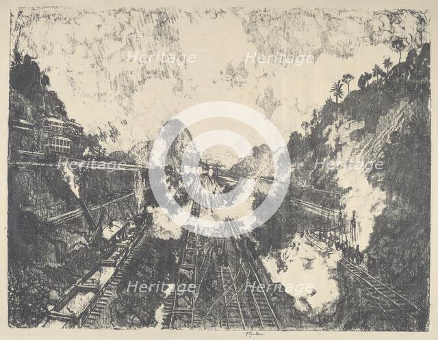 The Cut, Looking toward Ancon Hill, 1912. Creator: Joseph Pennell.