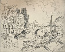 'The Seine at Notre Dame', 1915. Artist: Lester George Hornby.