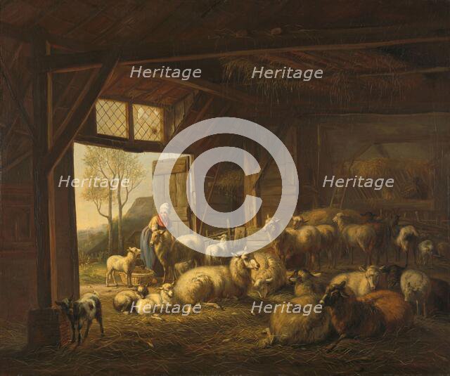 Sheep and Goats in a Stable, 1821. Creator: Jan van Ravenswaay.