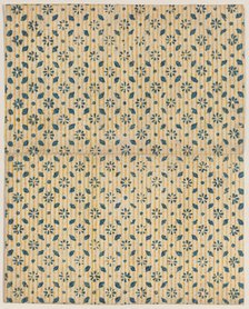 Sheet with overall floral and stripe pattern, 19th century. Creator: Anon.