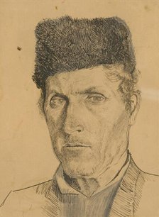 Man's head in a sheepskin coat, 1885-1890. Creator: Ladislav Mednyanszky.