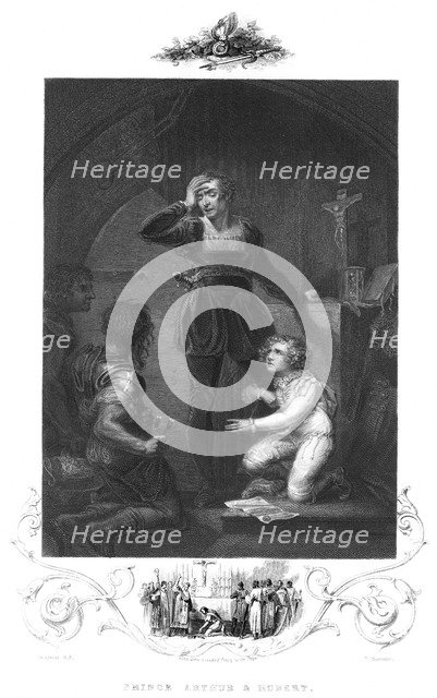 King John swearing fealty to the Pope before Princes Arthur and Hubert, 19th century.Artist: T Sherratt