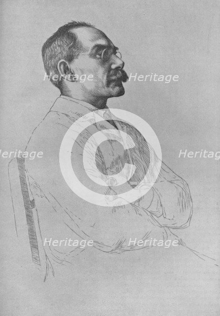 Portrait of Rudyard Kipling, 1898, (1906). Artist: William Strang