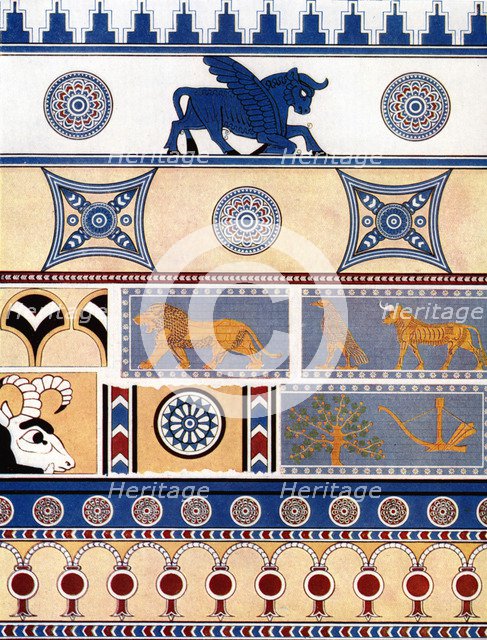 Assyrian brick and tile design, 1933-1934. Artist: Unknown
