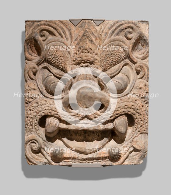 Architectural Brick with Ogre Mask, Tang dynasty (A.D. 618-907), prob. second half of 8th century. Creator: Unknown.