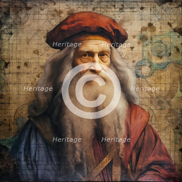 AI IMAGE - Portrait of Leonardo da Vinci, 1500s, (2023). Creator: Heritage Images.