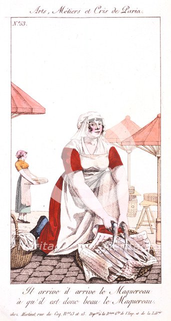 Mackerel seller, 1826. Artist: Unknown