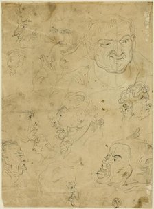 Sketches of Caricature Heads (recto), and Various Small Figures (verso), n.d. Creator: George Moutard Woodward.