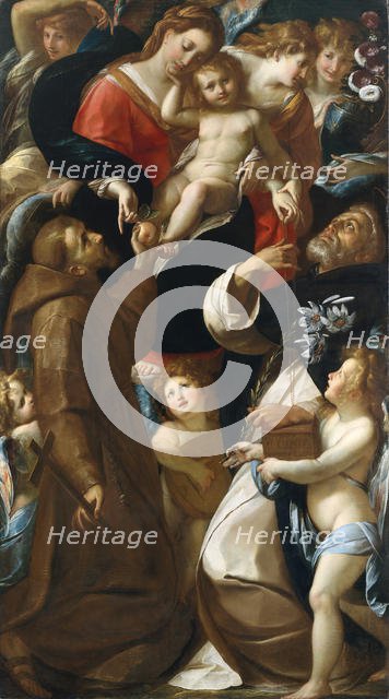Madonna and Child with Saints Francis and Dominic and Angels. Creator: Giulio Cesare Procaccini.