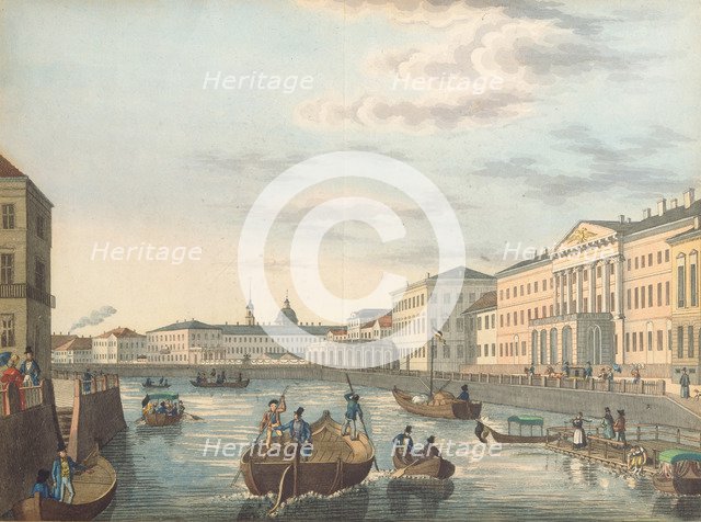 View of the Fontanka River in Saint Petersburg, 1820s. Artist: Anonymous  