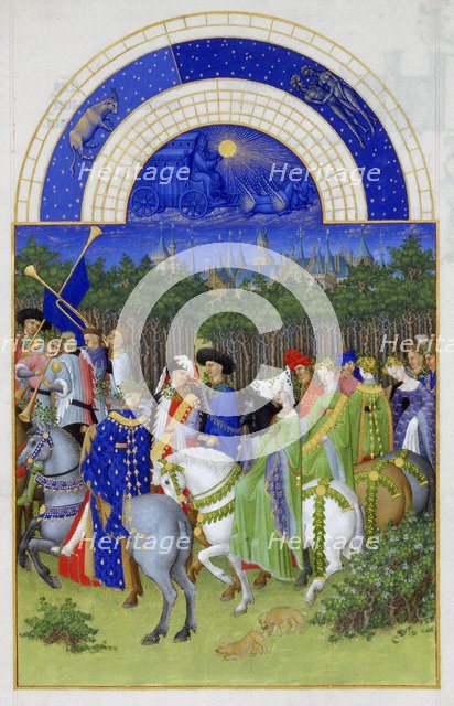 May (Les Très Riches Heures du duc de Berry), 1412-1416. Artist: Limbourg brothers (active 1385-1416)