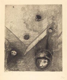 Sur le fond de nos nuits dieu de son doigt savant dessine un cauchemar multiforme..., 1890. Creator: Odilon Redon.