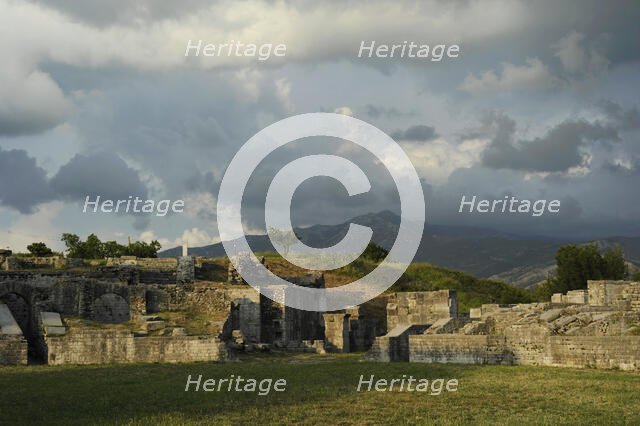 Partial view of the amphitheater ruins, ancient city of Salona, Solin, Croatia, 2018.  Creator: Unknown.