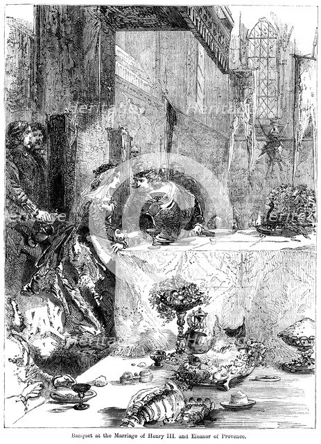 Banquet at the marriage of King Henry III (1207-1272) and Eleanor of Provence (c1223-1291), 1236. Artist: Unknown