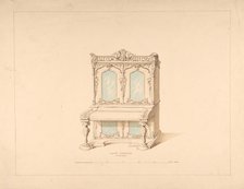 Design for Cabinet Pianoforte, Arabesque Style, 1835-1900. Creator: Robert William Hume.