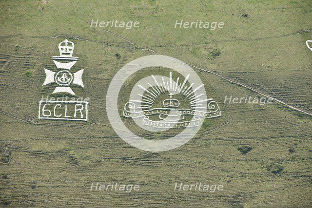 Chalk military badges, Fovant Down, Wiltshire, 2015. Creator: Historic England Staff Photographer.