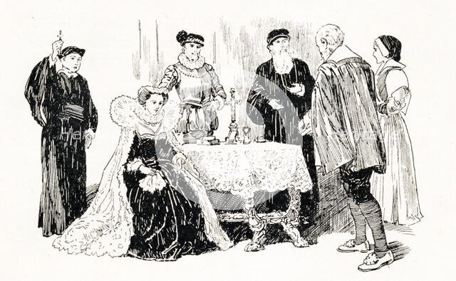 'Mary Queen of Scots taking the Oath', 1925. Creator: Howard Davie.