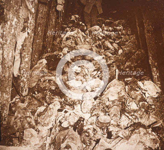 Bodies in tunnels under Mount Cornillet, Champagne, northern France, c1917. Artist: Unknown.