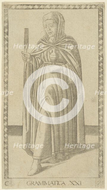 Grammar, plate 21 from Arts and Sciences, c.1465. Creator: Unknown.