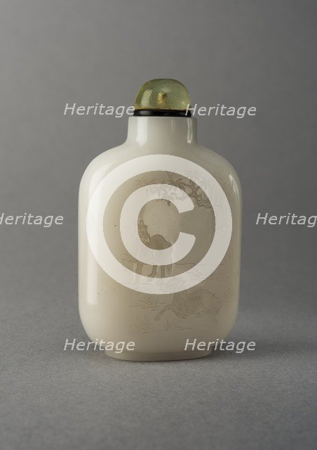 White glass snuff bottle, China, Qing dynasty, 1644-1911. Creator: Unknown.