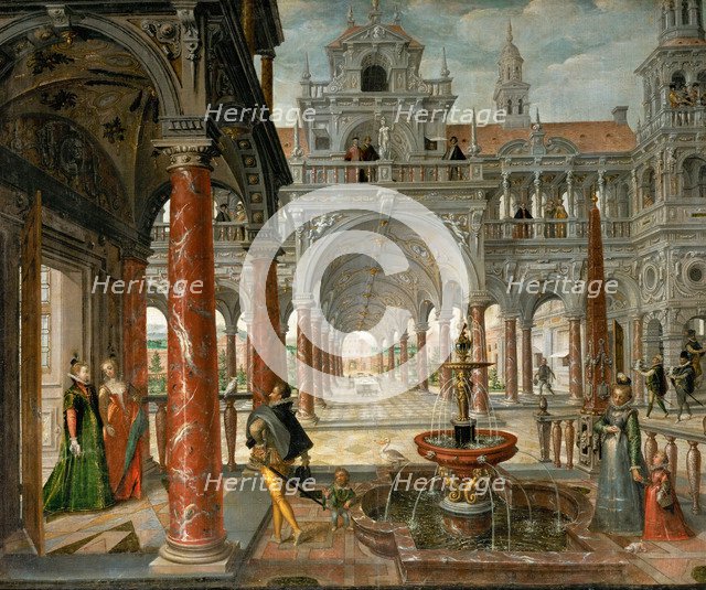 Palace with distinguished visitors.