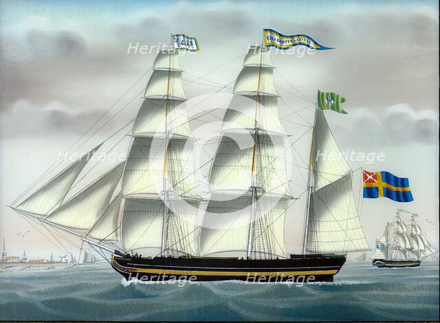 The barque Charlotta Laetitia from Gavle, 1841. Creator: Petrus Weyts.