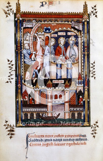 St Denis in chains, 1317. Artist: Unknown